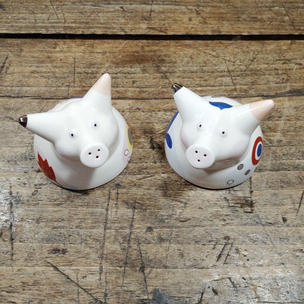 Villeroy Boch Porcelain Pig Animal Park Series Salt And Pepper Shakers Excellent